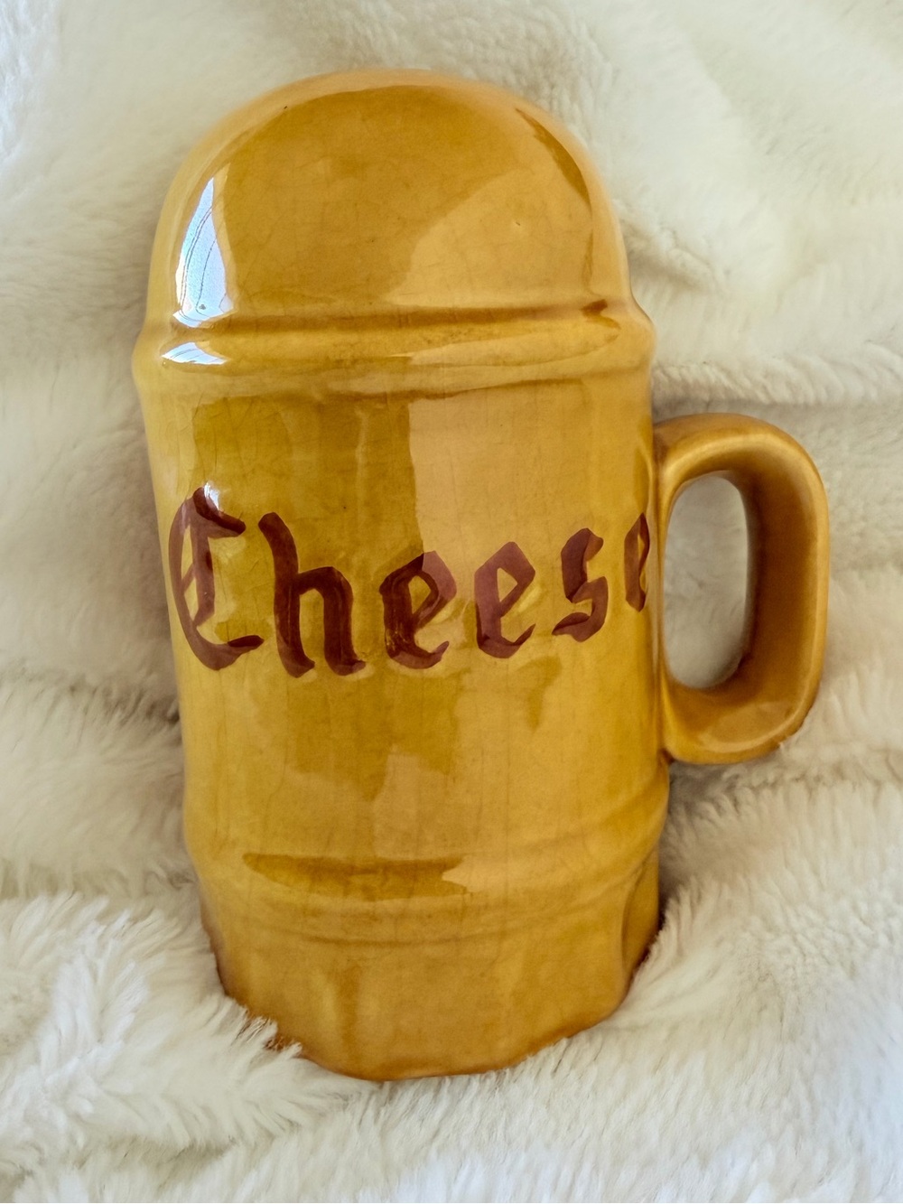 Vintage Mid-Century Ceramic Cheese Shaker Mug - Retro Kitchen Display Only